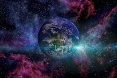 Güneş sistemi - dünya. Uzay arka planda.