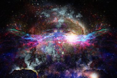 Yıldızlı derin uzay - Bulutsusu ve galaksi