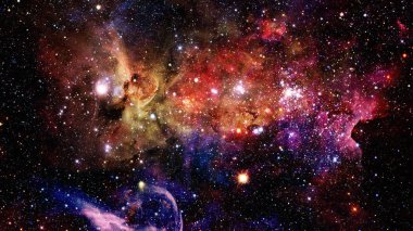 Nebula ve galaksilerle dolu açık bir alan. Bu görüntünün elementleri NASA tarafından desteklenmektedir