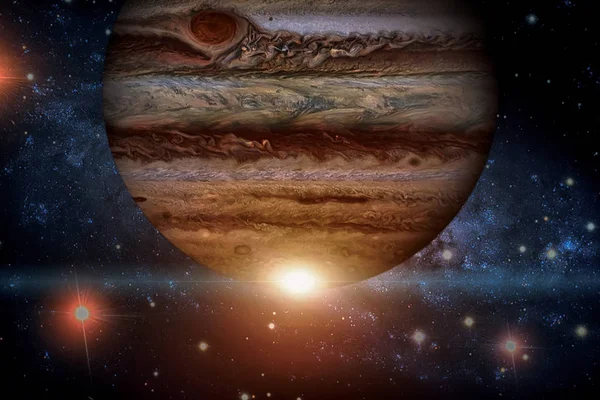 太陽系の木星。それは太陽系で最大の惑星. — ストック写真