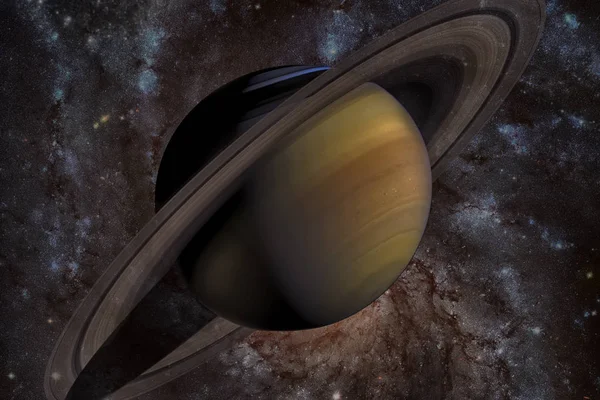 Sistema Solar - Saturno. É o sexto planeta a partir do Sol. — Fotografia de Stock