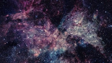 Nebula ve galaksilerle dolu açık bir alan. Bu görüntünün elementleri NASA tarafından desteklenmektedir