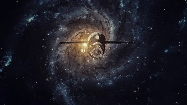銀河を周回する宇宙船の進歩. — ストック写真