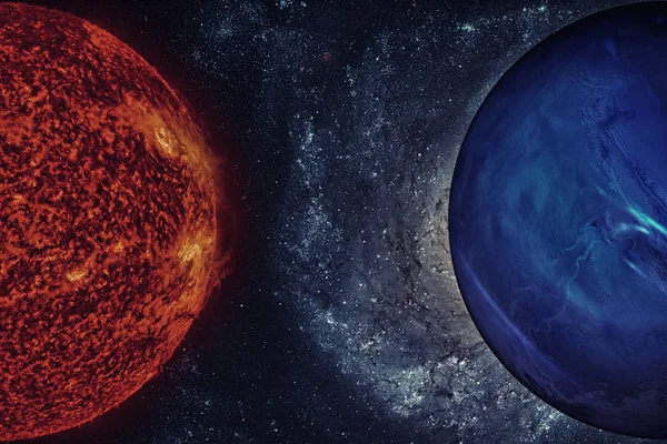 Sistema Solar - Neptuno. É o oitavo e mais distante planeta do Sol. — Fotografia de Stock