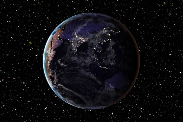Planetjorden från rymden på natten. Delar av denna bild från Nasa — Stockfoto