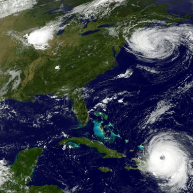 Hurricans Maria ve Jose. Bu görüntü unsurları Nasa tarafından döşenmiştir