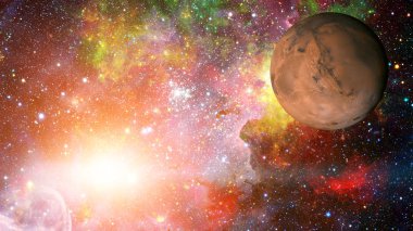 Güneş sistemindeki Mars gezegeni. Bu görüntünün elementleri NASA tarafından döşenmiştir.