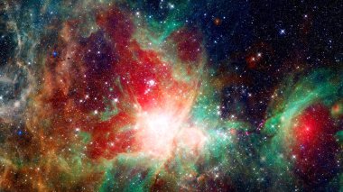 Galakside yıldızlar, toz ve gaz bulutsusu. Bu görüntünün elementleri NASA tarafından desteklenmektedir.