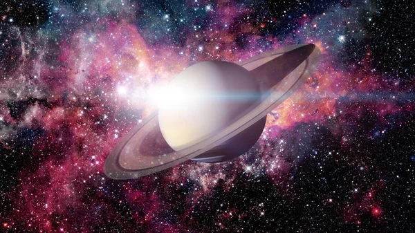 Saturno e o seu sistema de anéis. Elementos desta imagem fornecidos pela NASA. — Fotografia de Stock