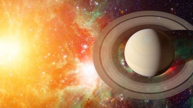 Satürn ve halka sistemi. Bu görüntünün elementleri NASA tarafından desteklenmektedir.