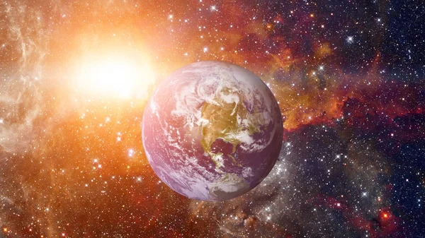 A Föld bolygó az űrből. A kép elemeit a NASA bocsátotta rendelkezésre — Stock Fotó