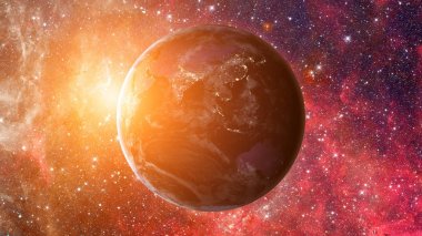 Uzaydan gelen Dünya gezegeni. Bu görüntünün elementleri NASA tarafından desteklenmektedir