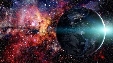 Uzaydan gelen Dünya gezegeni. Bu görüntünün elementleri NASA tarafından desteklenmektedir