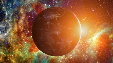 Uzaydan gelen Dünya gezegeni. Bu görüntünün elementleri NASA tarafından desteklenmektedir