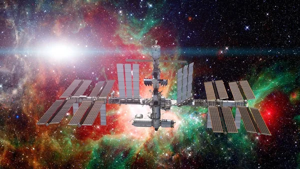 Internationella rymdstationen. Delar av denna bild tillhandahålls av NASA — Stockfoto