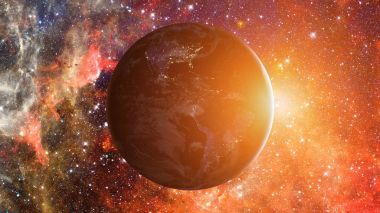 Dünya ve galaksi. Bu görüntü nasa tarafından döşenmiş unsurları.