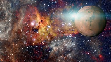 Güneş sistemindeki Mars gezegeni. Bu görüntünün elementleri NASA tarafından döşenmiştir.