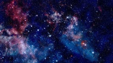 Gezegen ve galaksinin yıldızları. Bu görüntünün elementleri NASA tarafından desteklenmektedir.