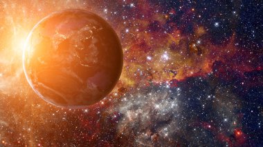 Uzaydan gelen Dünya gezegeni. Bu görüntünün elementleri NASA tarafından desteklenmektedir