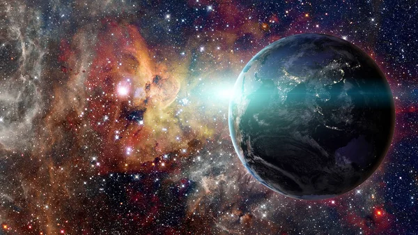 Земля і галактики. елементи цього зображення мебльовані НАСА. — стокове фото