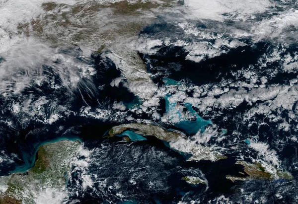 Μια δορυφορική φωτογραφία της Καραϊβικής Θάλασσας. Στοιχεία αυτής της εικόνας επιπλωμένα από τη Nasa — Φωτογραφία Αρχείου