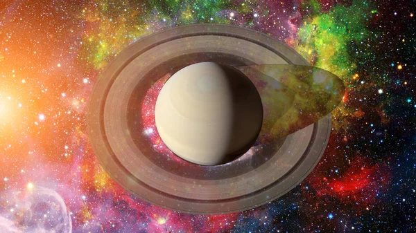Saturno e o seu sistema de anéis. Elementos desta imagem fornecidos pela NASA. — Fotografia de Stock