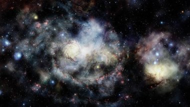 Nebula ve galaksiler uzayda. Bu görüntünün elementleri NASA tarafından desteklenmektedir.