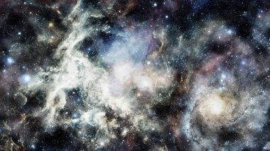 Parlak arkaplanda kozmik sis bulutları. Bu görüntünün elementleri NASA tarafından desteklenmektedir