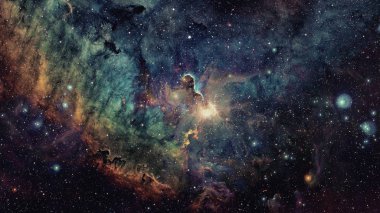 Derin uzay sanatı. Galaksiler, bulutsular ve evrendeki yıldızlar. Bu görüntünün elementleri NASA tarafından desteklenmektedir
