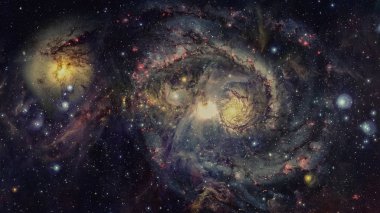 Derin uzay sanatı. Galaksiler, bulutsular ve evrendeki yıldızlar. Bu görüntünün elementleri NASA tarafından desteklenmektedir