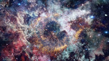 Bulutsusu ve gökada. Görkemli renkli arka plan. Renk bulutlar tasarımı. Nasa tarafından döşenmiş bu görüntü unsurları