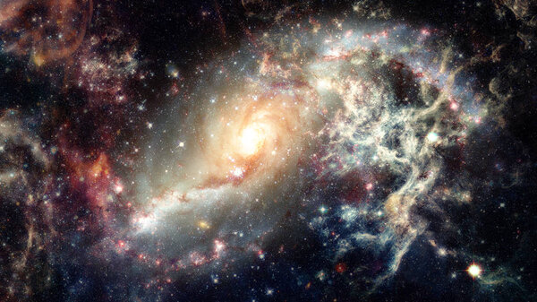 Галактика и туманность. Элементы этого изображения предоставлены НАСА