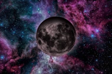 Earths Moon. Outer space background. clipart