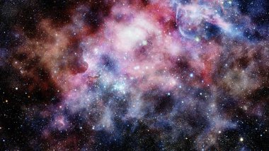 Renkli nebula ve evrendeki açık yıldız kümesi.