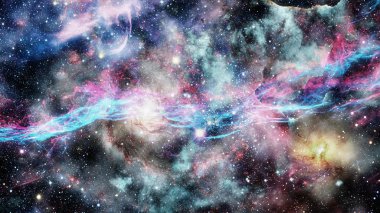 Galaksi ve Nebula. Soyut alan arkaplanı.