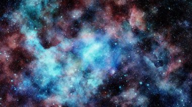 Renkli nebula ve evrendeki açık yıldız kümesi.