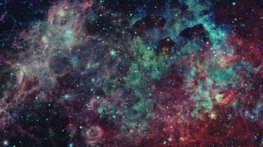 Renkli nebula ve evrendeki açık yıldız kümesi.