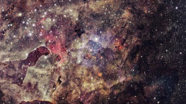 Karanlık uzayda nebula ve galaksiler. Bu görüntünün elementleri NASA tarafından desteklenmektedir.