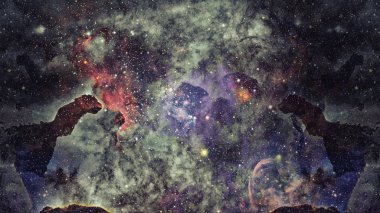 Nebula ve galaksi uzayda. Bu görüntünün elementleri NASA tarafından desteklenmektedir.