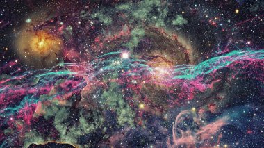 Galaksi ve Nebula. Soyut alan arkaplanı.