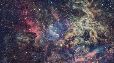 Nebula ve galaksiler uzayda. Bu görüntünün elementleri NASA tarafından desteklenmektedir.