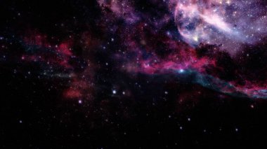 Soyut bilimsel arkaplan - uzayda galaksi ve nebula.