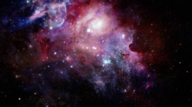 Renkli nebula ve evrendeki açık yıldız kümesi.