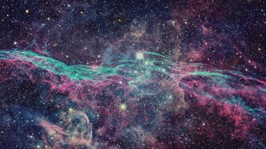 Renkli nebula ve evrendeki açık yıldız kümesi.