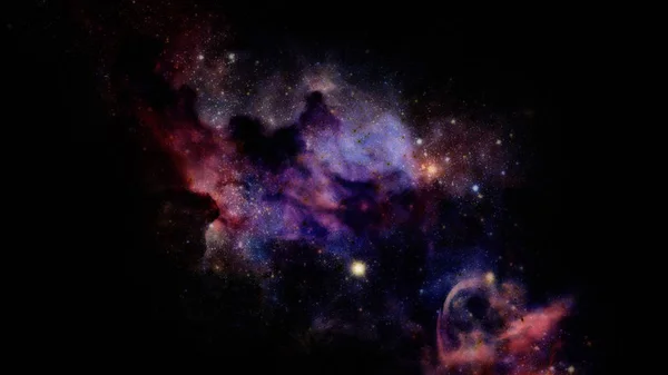 Nevel en sterren in de diepe ruimte, mysterieus universum. — Stockfoto