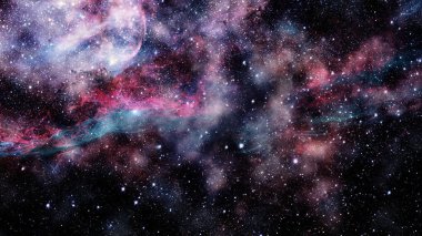 Soyut bilimsel arkaplan - uzayda galaksi ve nebula.