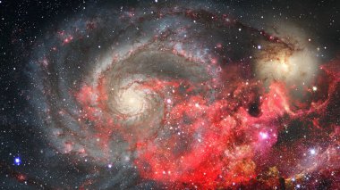 Karanlık uzayda nebula ve galaksiler. Bu görüntünün elementleri NASA tarafından desteklenmektedir.