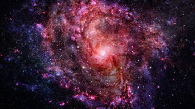 Karanlık uzayda nebula ve galaksiler. Bu görüntünün elementleri NASA tarafından desteklenmektedir.