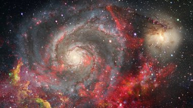 Karanlık uzayda nebula ve galaksiler. Bu görüntünün elementleri NASA tarafından desteklenmektedir.