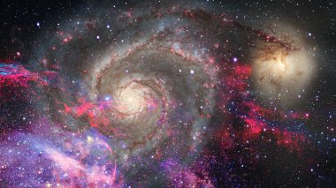 Soyut bilimsel arkaplan - uzayda galaksi ve nebula.